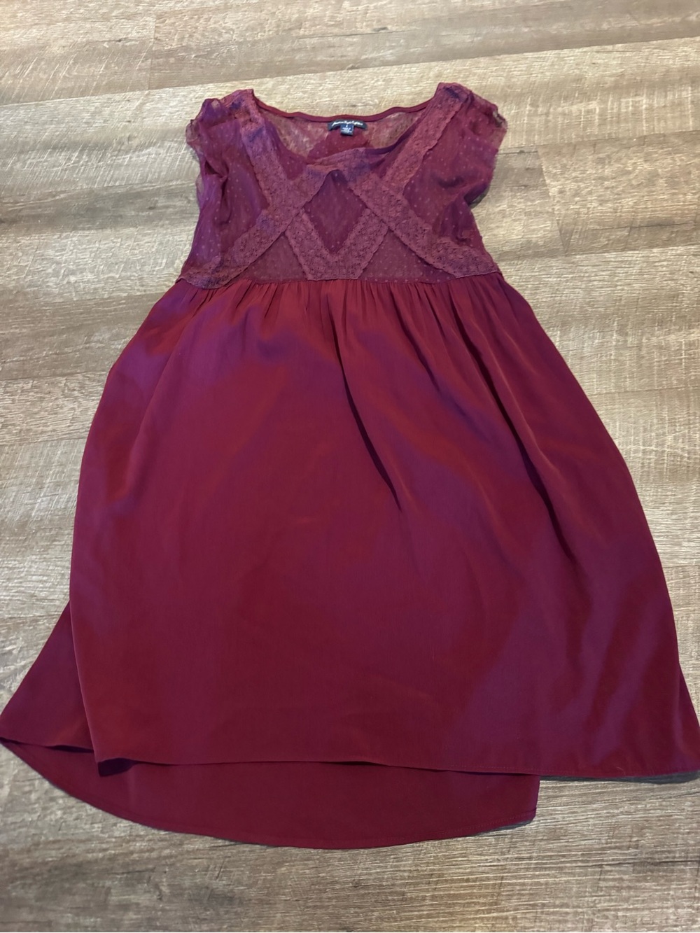 American Eagle Outfitters Burgundy Lace Top Dress